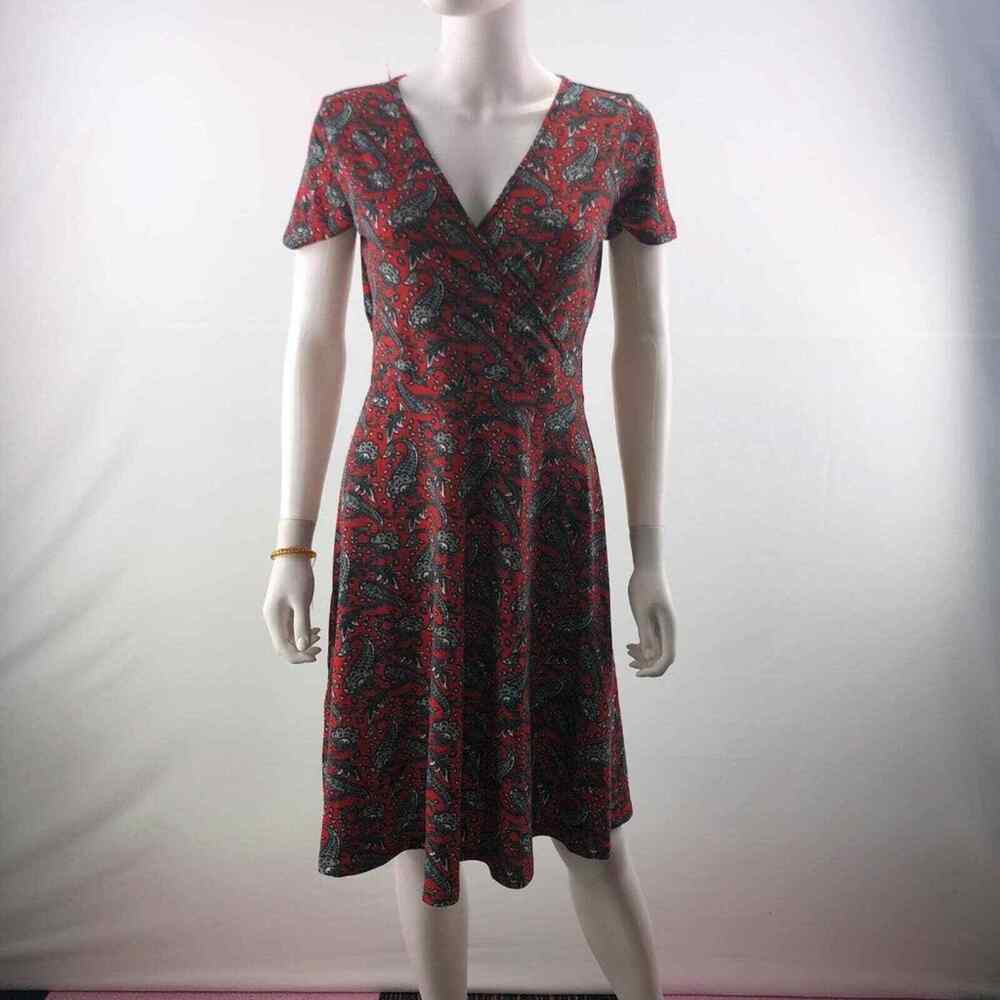 MSBASIC Dress Women's Medium Skater Red Paisley Grunge Cowgirl Tomato Girl